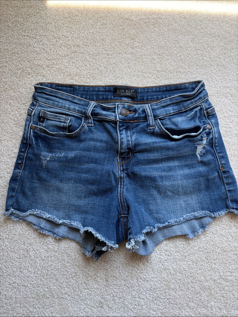 Judy Blue Distressed Denim Cutoff Shorts 3” inseam mini shorts